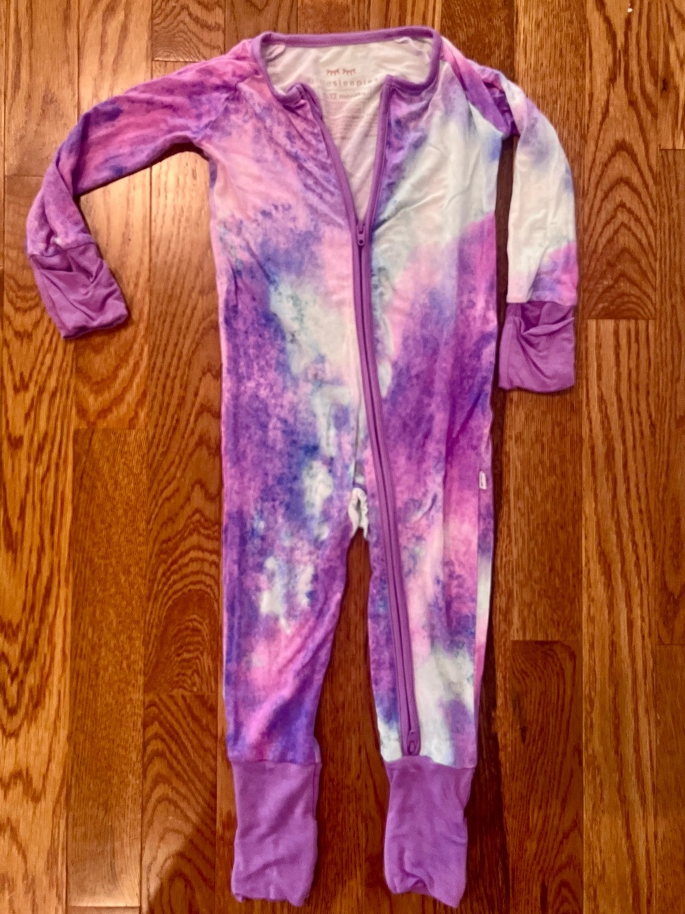 Little Sleepies 6-12 mo Purple Tie Dye Zippy EUC